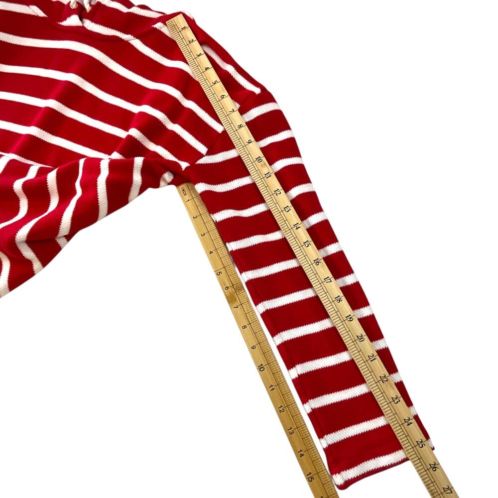 Talbots Beach Terry Hoodie Luna Womens Medium Red White Striped Cotton - Picture 10 of 13